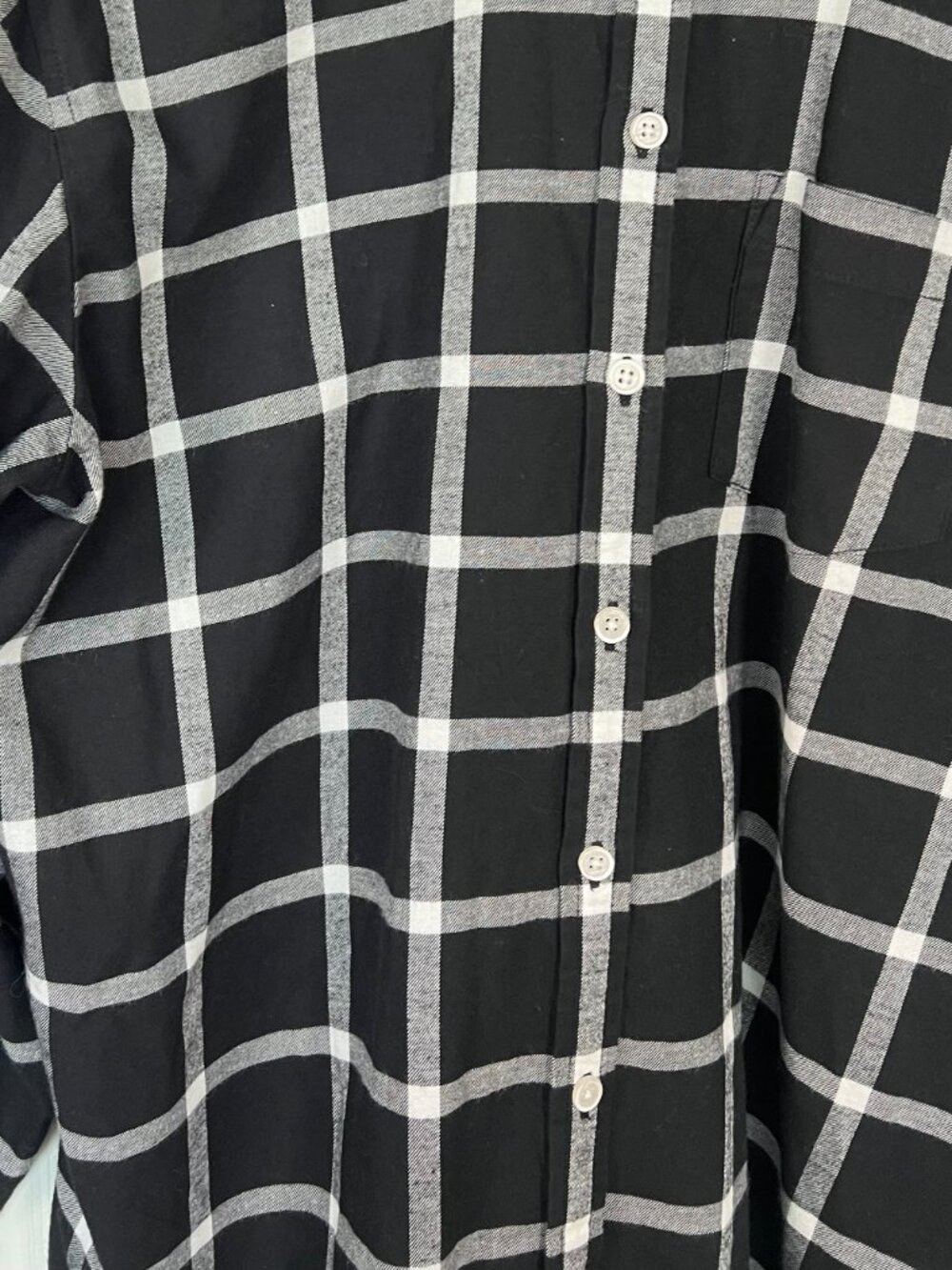 J.Crew Factory Curved Hem Button Down Flannel Shirt Black/White Size S - Picture 4 of 5